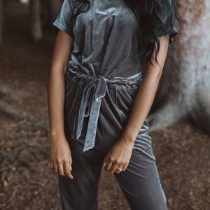 Bianca Velvet Gray Jumpsuit by Piper and Scoot